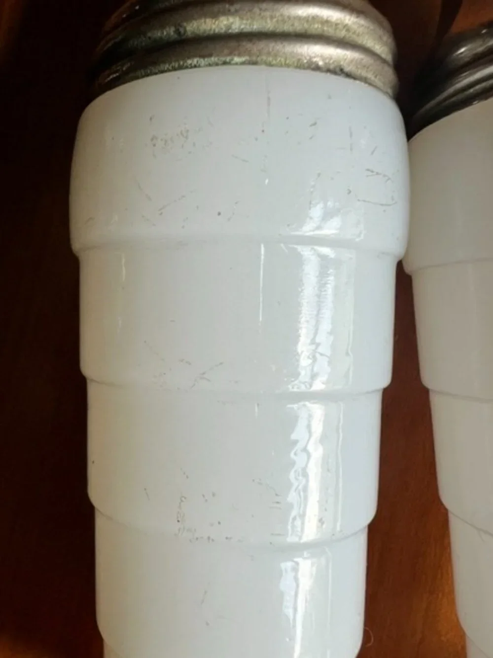 VINTAGE  Hazel Atlas Moderntone White Milk Glass Salt & Pepper Shakers